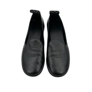 Dear Frances Mika Black Leather Flats Braided Heel Detail Made in Italy Size 39